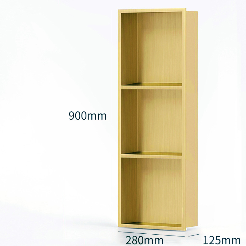 Acero inoxidable nicho incrustado ducha doble partición baño metal nicho Internet celebridad acabado baño estante