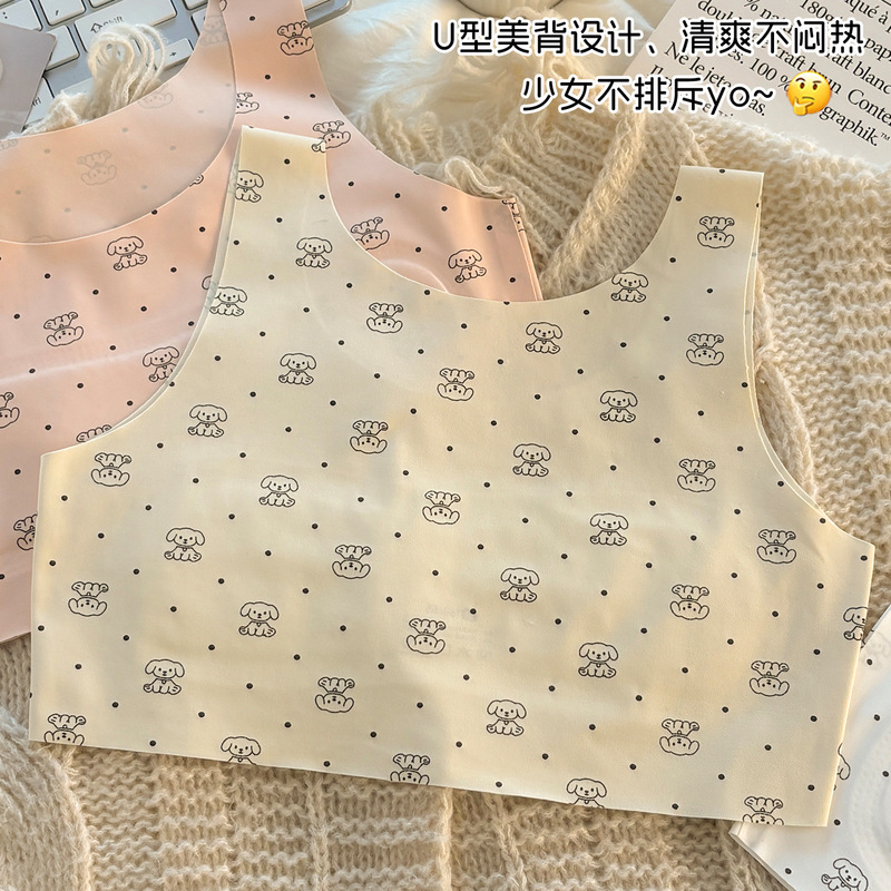 Seamless Leopard Print Bra, Small Bust Push-Up Polka Dot Underwear, Lifting Vest, Breathable Wireless Comfortable Bandeau