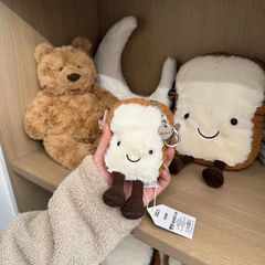 原吐司麵包片掛件鑰匙扣趣味毛絨包包掛飾可愛玩偶公仔