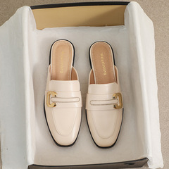 Whiskey Girl 340-7 slippers for women, French versatile flat toe toe slippers, retro style slip-on mule shoes