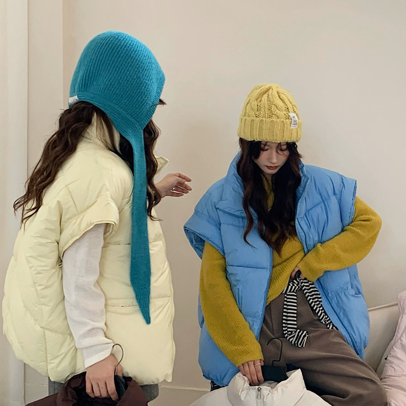 Foreign Trade down Cotton Vest for Women 2025 Autumn and Winter New Korean Style Loose Cotton Vest Pure Color Vest Jacket
