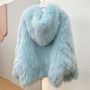 2022 new fur explosions big white bear double-sided woven fox fur coat women's long young dense
