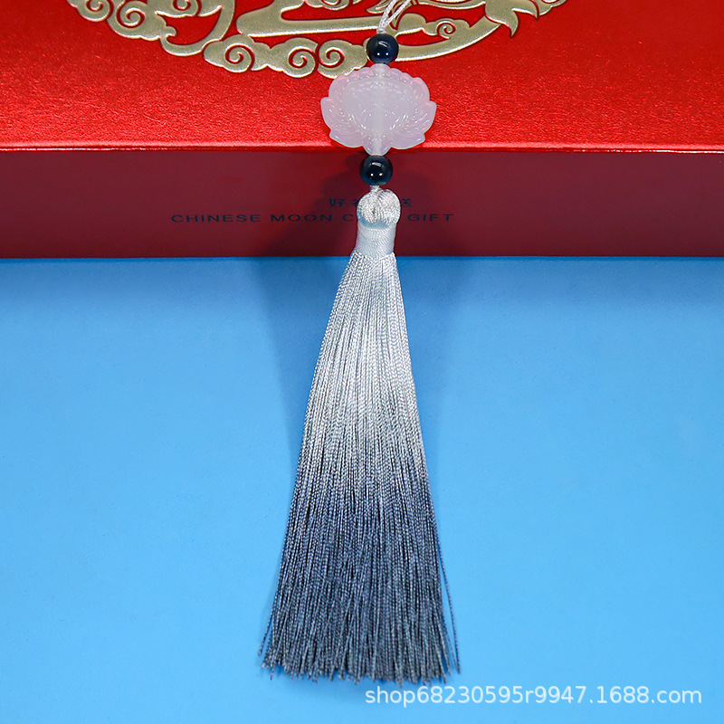 White Jade Lotus Gradient Tassel [Gray] 1 piece