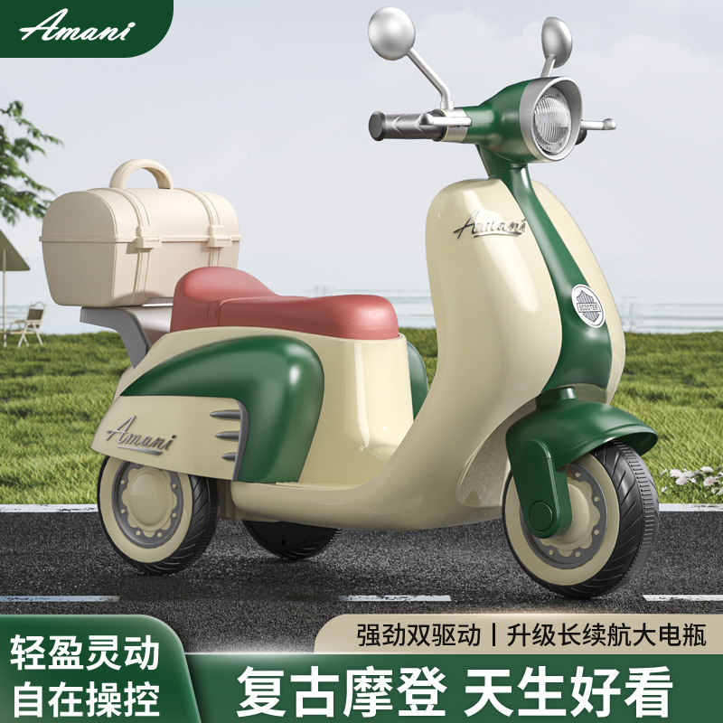 Motocicleta eléctrica para niños, triciclo recargable, coche de juguete de control remoto para bebés para hombres y mujeres, coche de batería para personas de doble accionamiento