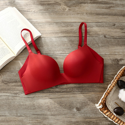 1804 brillante sin costura cómoda ropa interior de color claro chica moda simple inalámbrico Sujetador push up traje