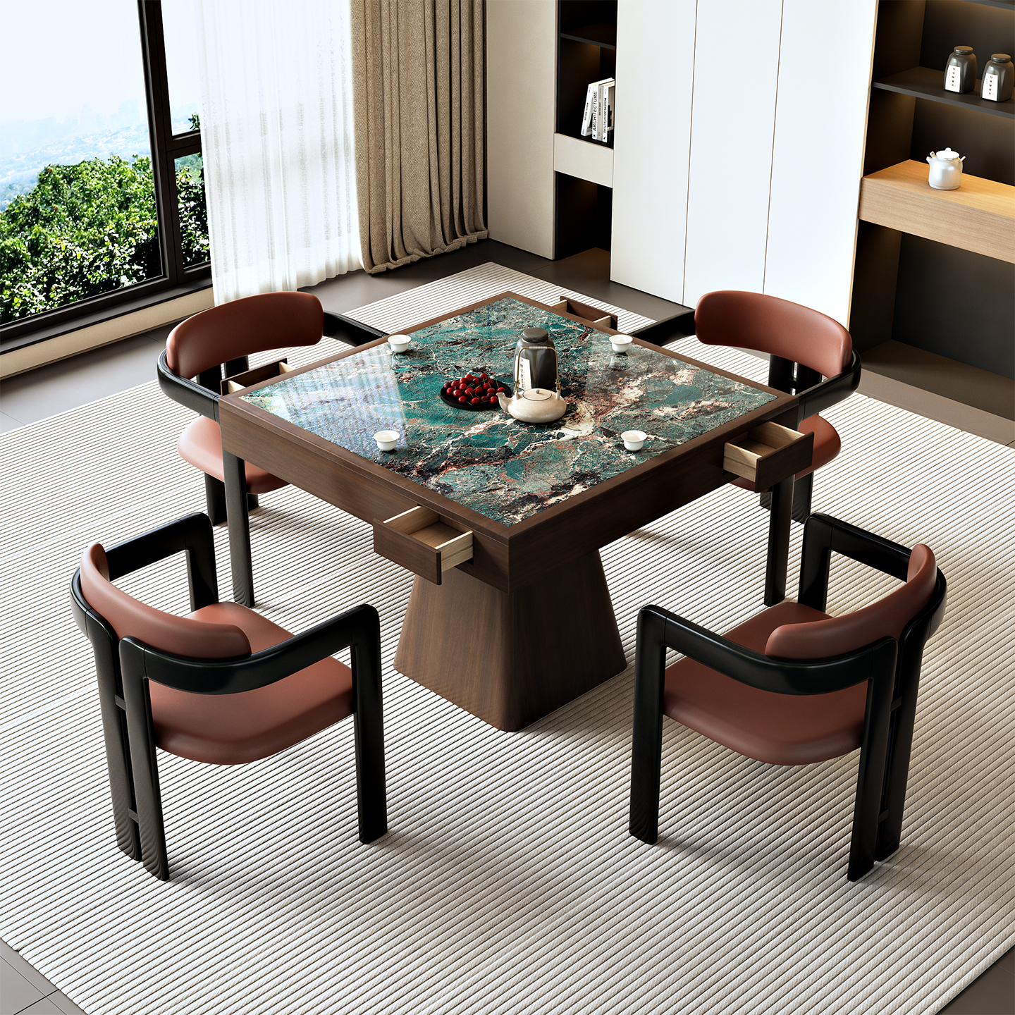 New Chinese-Style Slate Chess Table and Chair Combination, Solid Wood Eight Immortals Table, Square Table, Dining Table