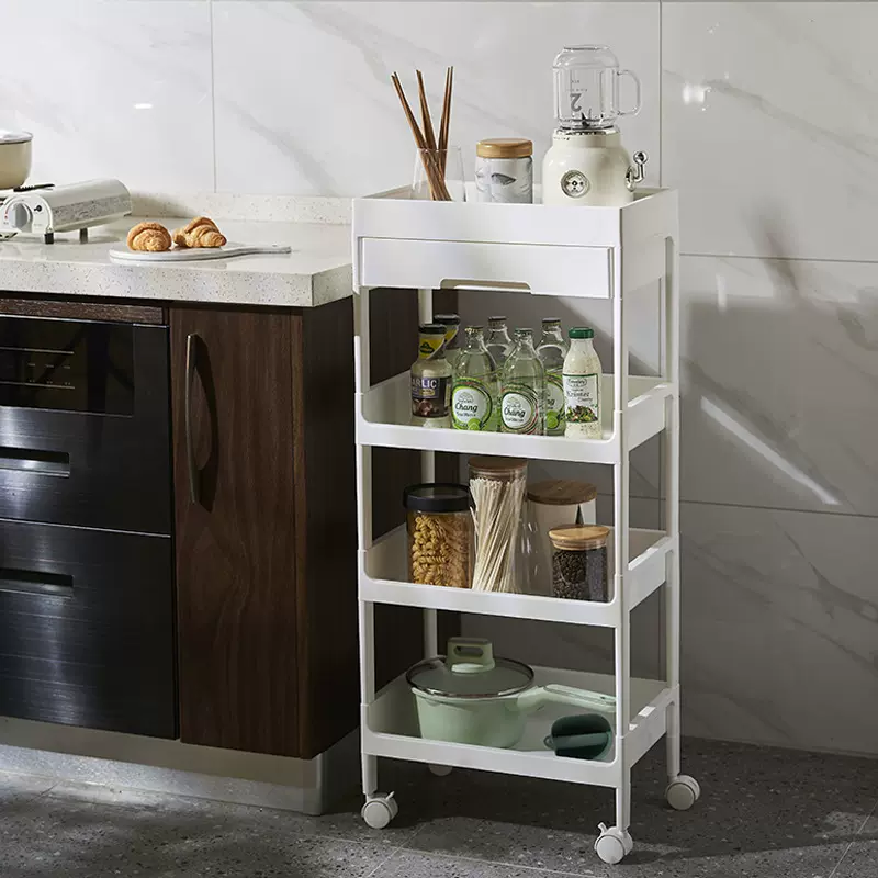 厂家现货批发置地式简约厨房收纳架 多功能塑料收纳置物架 可移动