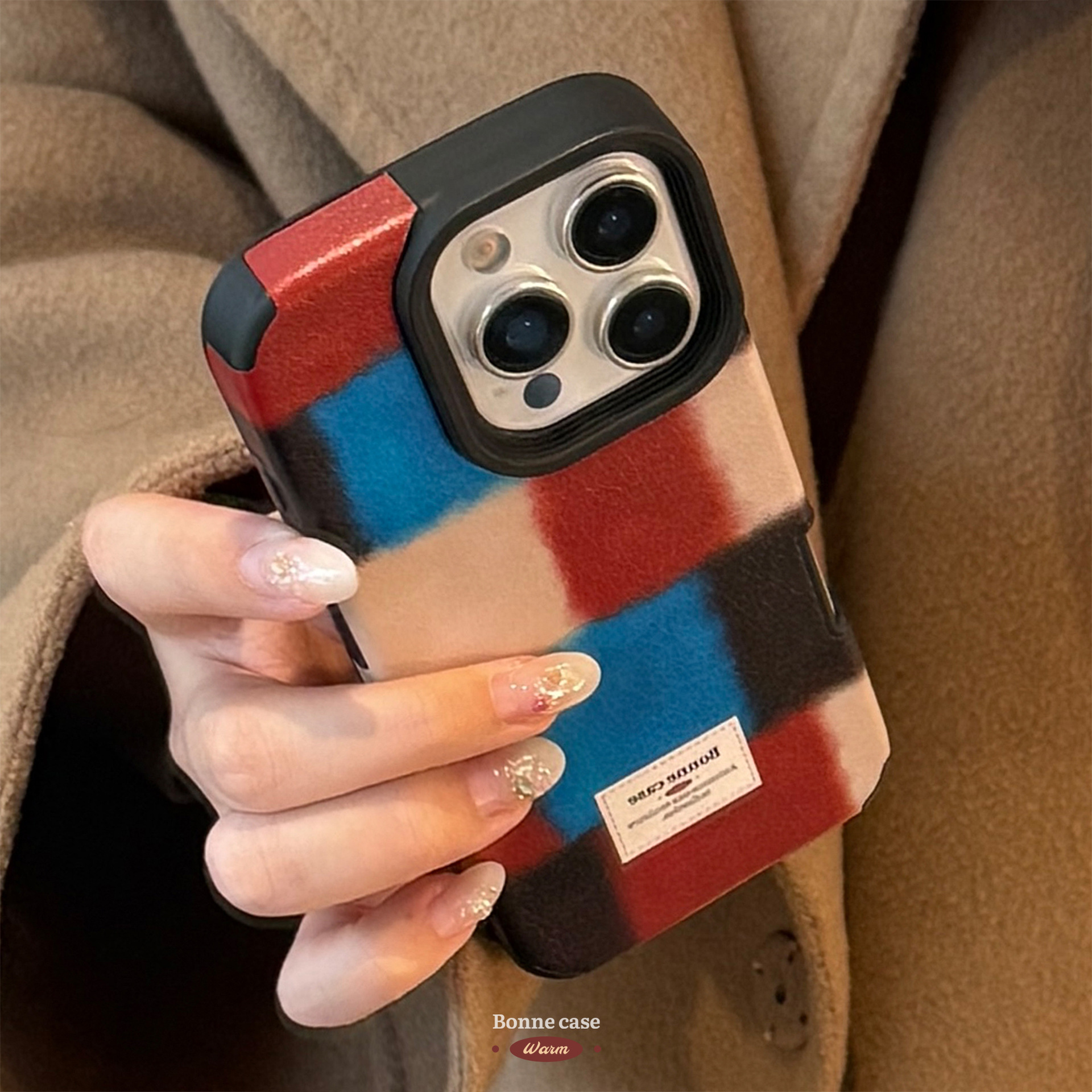 Personalidad retrógrada mosaico para iphone16promax manzana17 caso de teléfono 15 premium 14 cuero 13