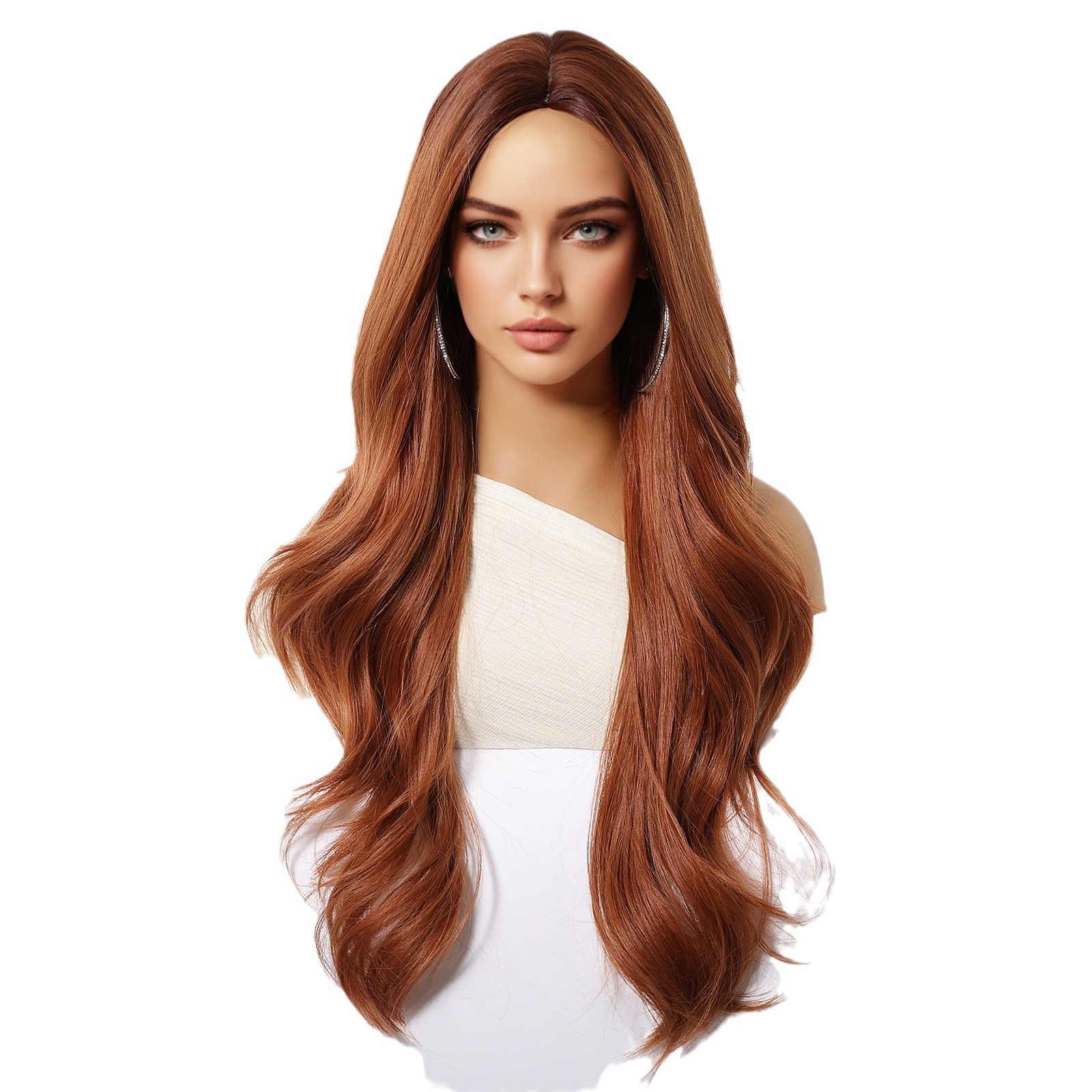 EMMOR Amazon Comercio exterior transfronterizo Venta caliente Modelo de corte medio, ondas grandes, cabello largo y rizado, peluca naranja sucia, tipo de cabello completo