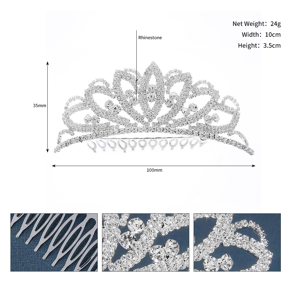 Korean Children's Crown Comb Accessories Studio Bride Wedding Hair Play Princess Rhinestone Comb Crown