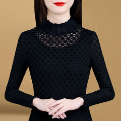 Fashionable plush lace base shirt for women in autumn and winter 2025 new long-sleeved warm shirt slim and versatile temperament top