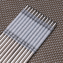 青花瓷不锈钢筷子餐具家用礼品10双装贴花工艺套装批发圆头筷