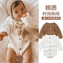 外贸童装婴儿春装针织毛衣包屁衣连体衣春秋三角哈衣宝宝秋季爬服