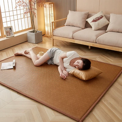 Cooling Mat Floor Mat, Class A, Baby-Friendly, for Living Room and Bedroom, Rattan Mat, Bamboo Mat, Crawling Mat, Summer Floor Mat, Crawling Pad (Avtomobil döşəmə paspasları) - biscuit-flower-maternal-and-infant-gradethickened-and-encrypted-will-not-collapse-after-sleeping-for-a-long-time-60120cm