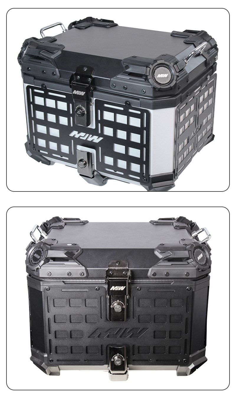 45L Motorcycle Aluminum Alloy Tail Box Quick-release Portable Electric Vehicle with Bottom Plate Portable Anti-fall Universal Trunk