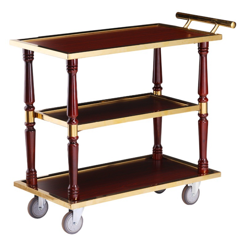 Light Luxury Style Three-Tier Food Delivery Cart, Multifunctional Beverage Cart, Ktv Kitchen Snack Restaurant Serving Cart, Stainless Steel Dining Cart