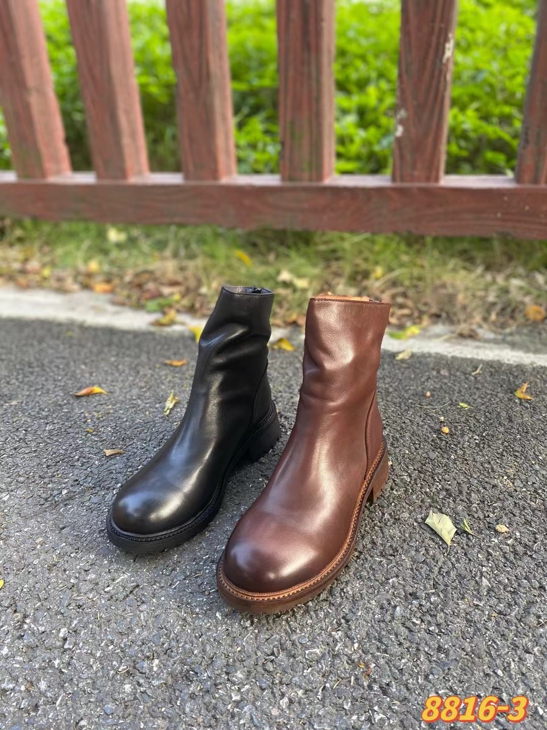 Boot Chelsea nữ đế bằng cổ thun tôn dáng mùa đông 2024 — Màu đen, Màu cà phê chi tiết 2