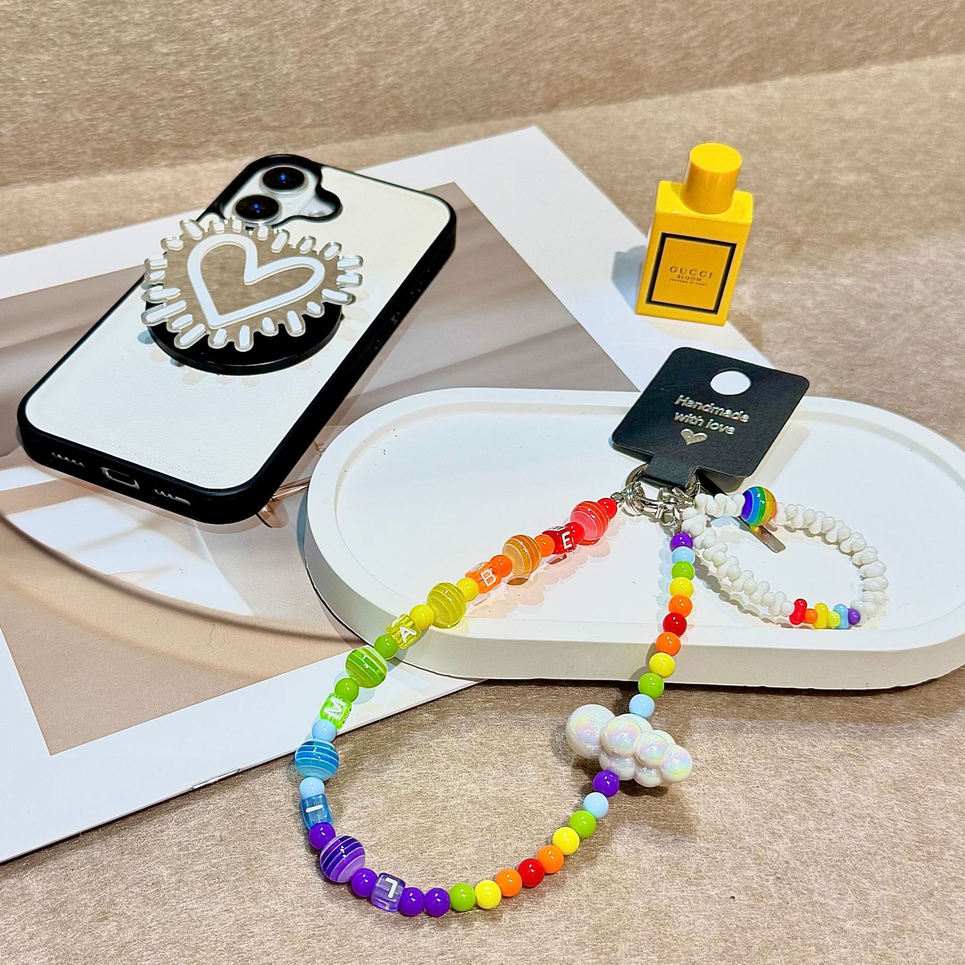 Marca de moda original Rainbow Cadena de teléfono móvil Cadena de teléfono móvil Caja de teléfono móvil Cordón de bolso Colgante de muñeca Estilo ins