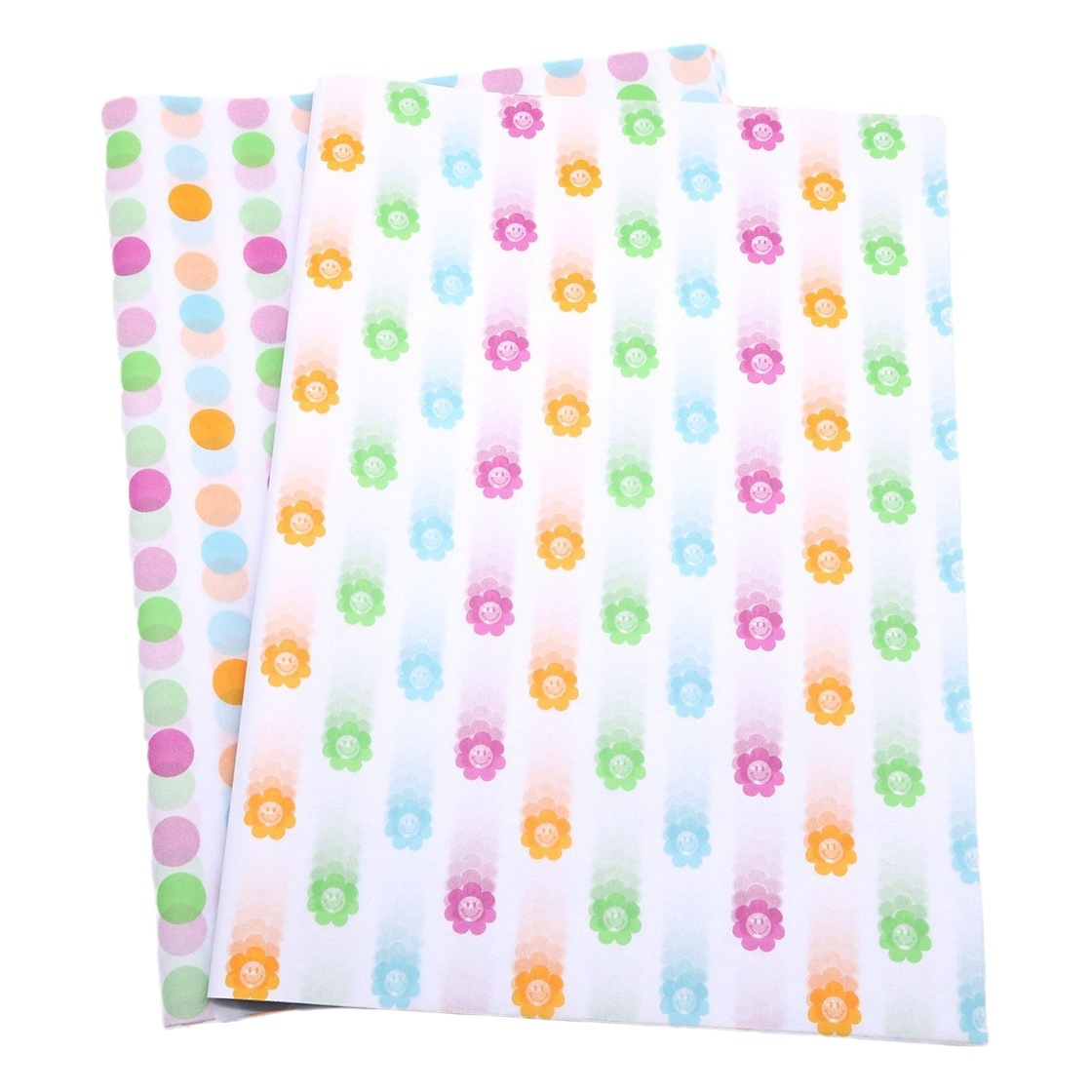 Puntos de color de cuatro colores y cara sonriente papel de pera papel de regalo de flores 20 piezas papel de copia floral