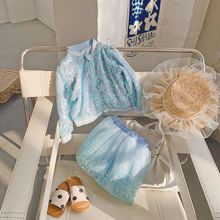 包邮2162春款新品blingbling珠片绣花礼服女童外套