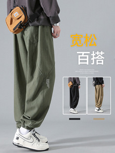 NASA overalls men's spring and autumn American style leggings pure cotton sweatpants boys trendy men's casual trousers