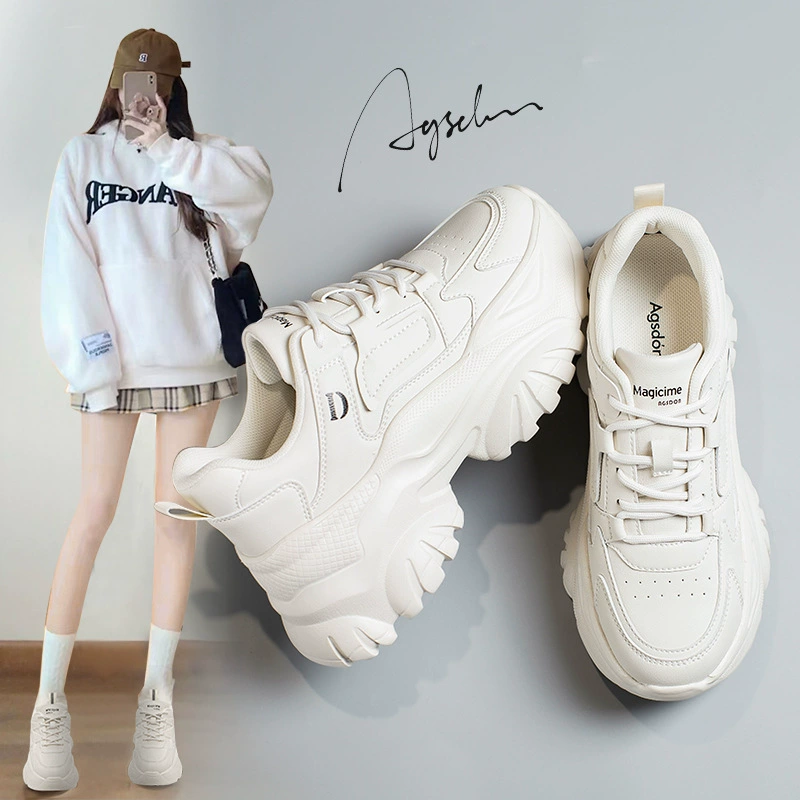 Женские кроссовки Augu Shiden в стиле Dad Shoes, осень 2025, новинка, на толстой подошве, ретро, повседневные, весенне-осенние, однотонные