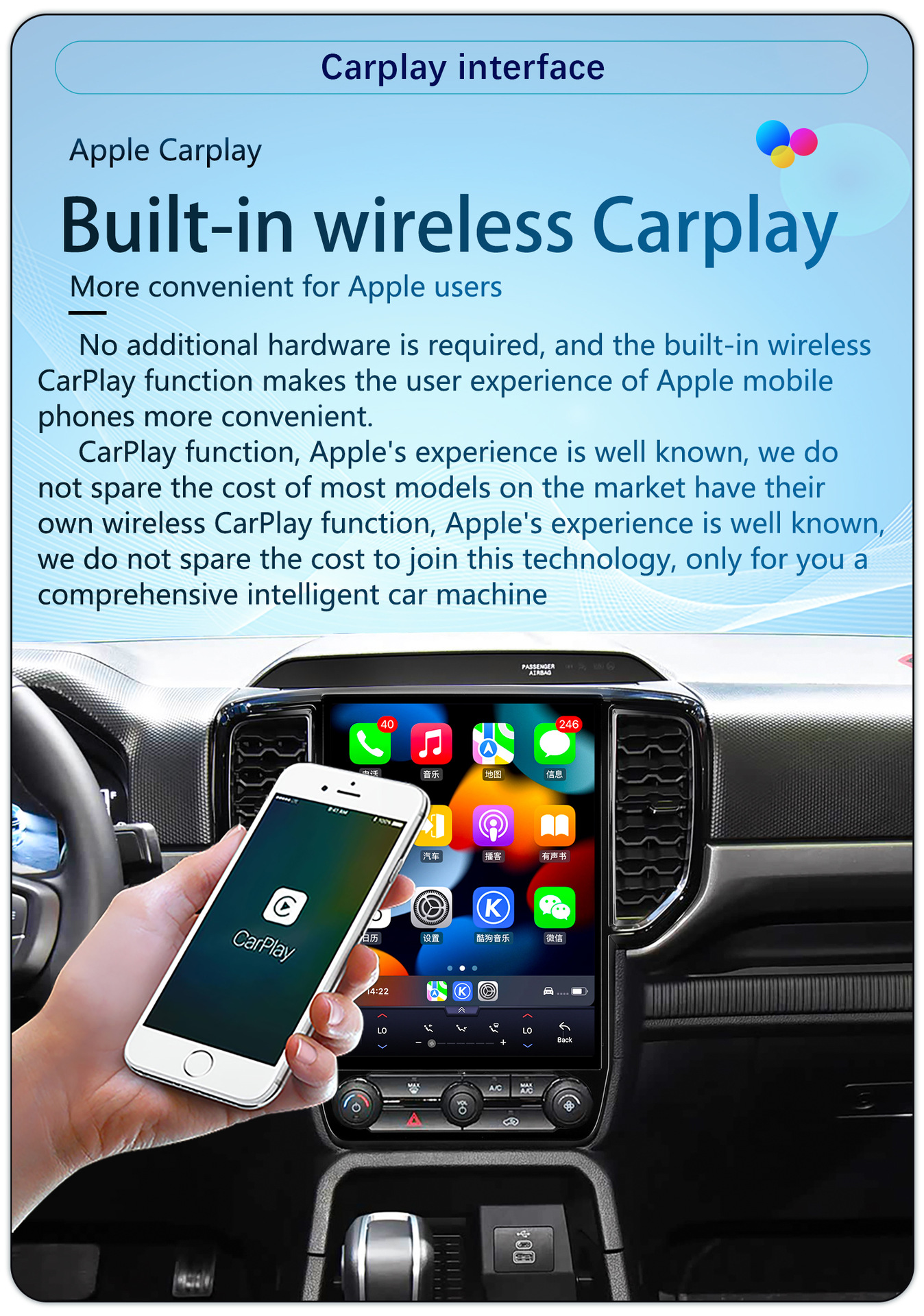 Suitable for 12.1-Inch 19-23 Model Ford Ranger Android Vertical Screen Carplay Navigation 360 Panoramic All-In-One Machine