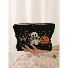 C 64741 Knitted check makeup bag ë����P�񻯊y���羳��
