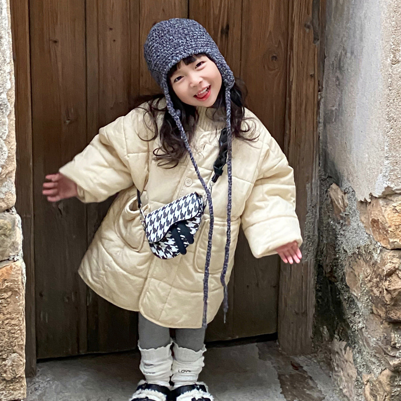 Bolso infantil de moda para otoño e invierno 2025, bolso bandolera retro mini para niñas, con diseño de bloques de color.