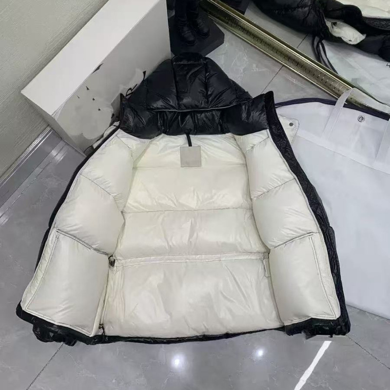 高品质撞色拼接加厚面包羽绒服新款冬季白鹅绒字母连帽保暖外套女|undefined