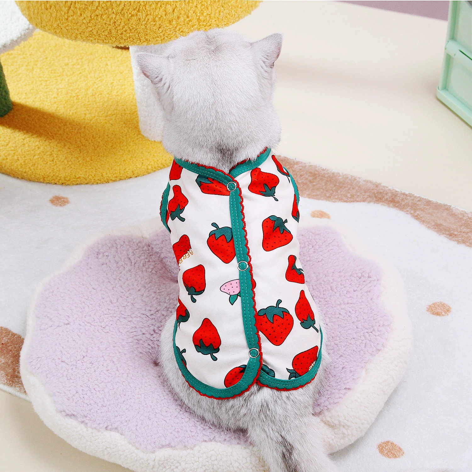 2024 кошачья одежда весна и лето новые осенние волны с обрезкой жилет для домашних животных одежда синяя кошка кукла кошка собака