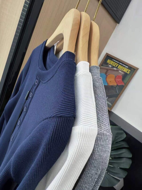 【Lefen Henley Shirt】5105 Round Neck Knit Sweater for Women, New Autumn and Winter Solid Color Long Sleeve Slim Fit Base Layer 【Lefen Henley Shirt】5105 Round Neck Knit Sweater for Women, New Autumn and Winter Solid Color Long Sleeve Slim Fit Base Layer