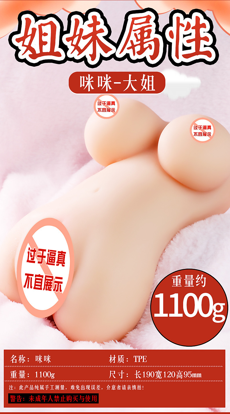 Jiuai Airplane Cup Male Masturbator with Vaginal and Anal Channels, TPE Half-Body Doll — detail image 1