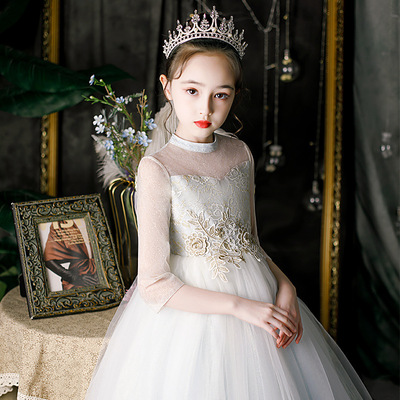 儿童礼服公主裙女童蓬蓬纱花童婚礼小女孩走秀钢琴演出服主持人秋