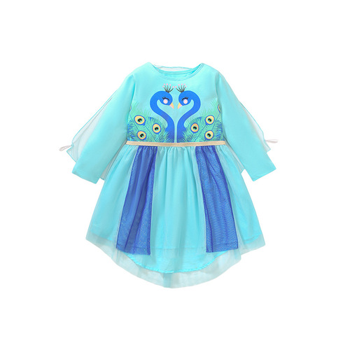 Little maven children's skirt pure cotton mesh princess skirt autumn new European and American children's long-sleeved dress