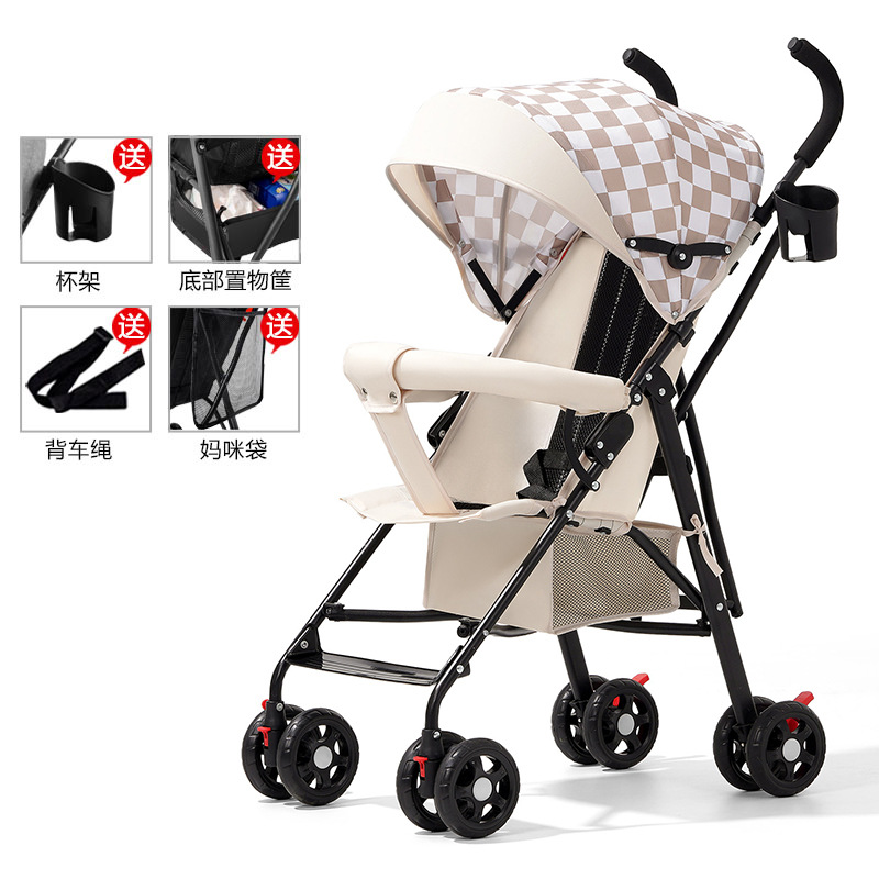 Carrinche de bebé ligero y plegable simple para sentarse y acostarse, viaje de verano para niños pequeños, carro de mano para niños pequeños
