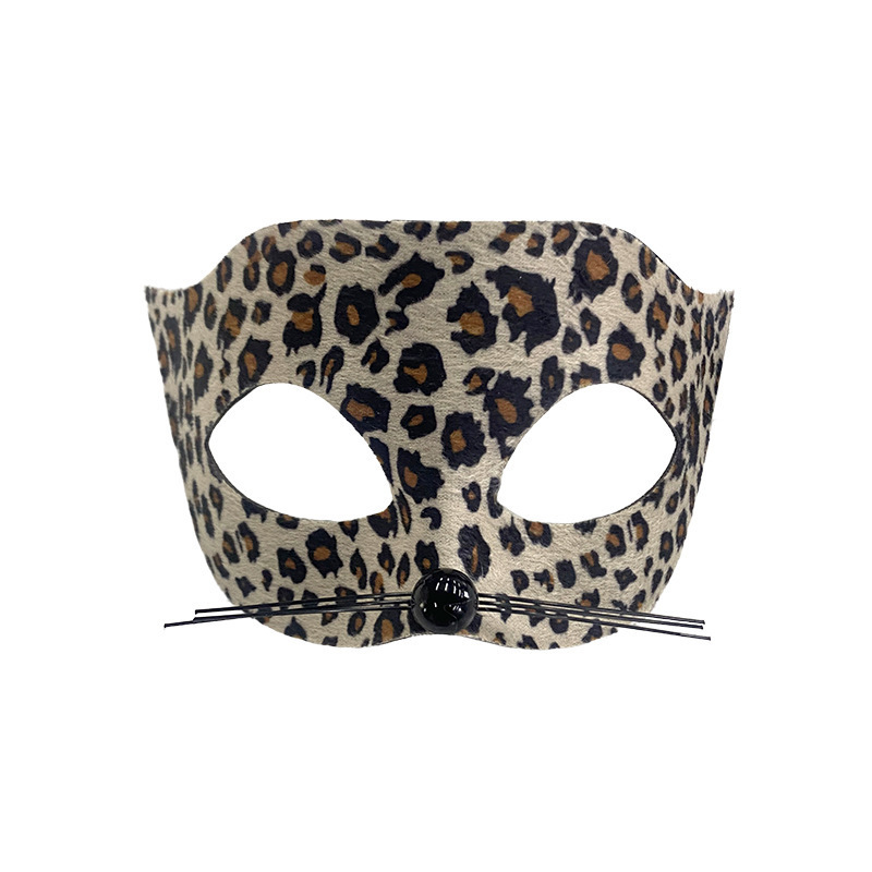 Ventas transfronterizas calientes gafas de leopardo media cara máscara de baile de leopardo gato orejas de cabello bandas de ojos decoración props de fiesta TK