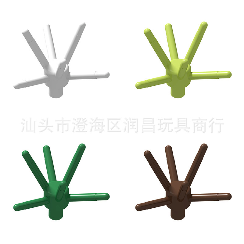 Foreign Trade Cross-border Small Particle Building Blocks Compatible with 19119 Plants Six-pole Blossom Sakura Tree Bough Six-pronged Tree