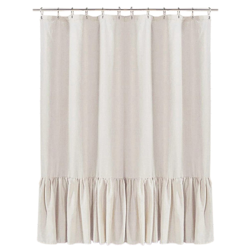 Falda de costura lisa de encaje, cortina de ducha de baño, algodón y lino, impermeable, Amazon suministra lino con volantes transfronterizo