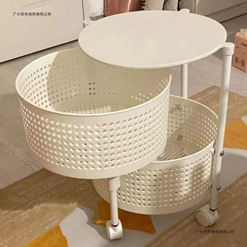 Rotating multilayer cart for bedroom, universal storage system for bed