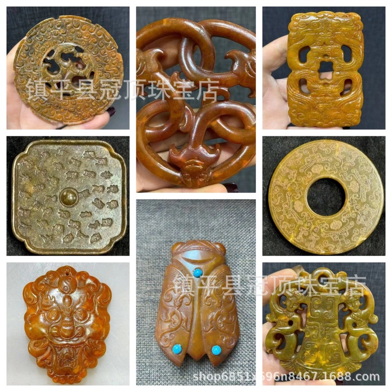 批发高古玉老玉岫玉高仿古董仿古玉器明清战汉岫玉做旧玉佩挂件|undefined