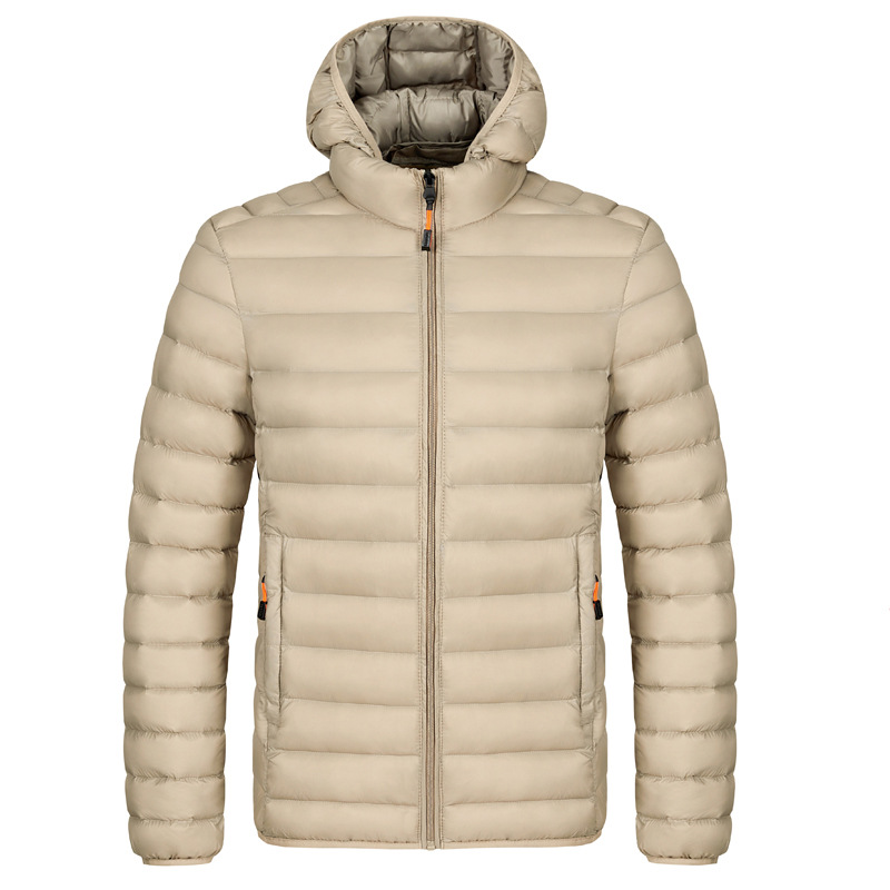 Cross-Border Amazon Rib Cotton Coat Men's Autumn and Winter New Lightweight Windproof Hooded Youth Casual Warm Cotton Jacket