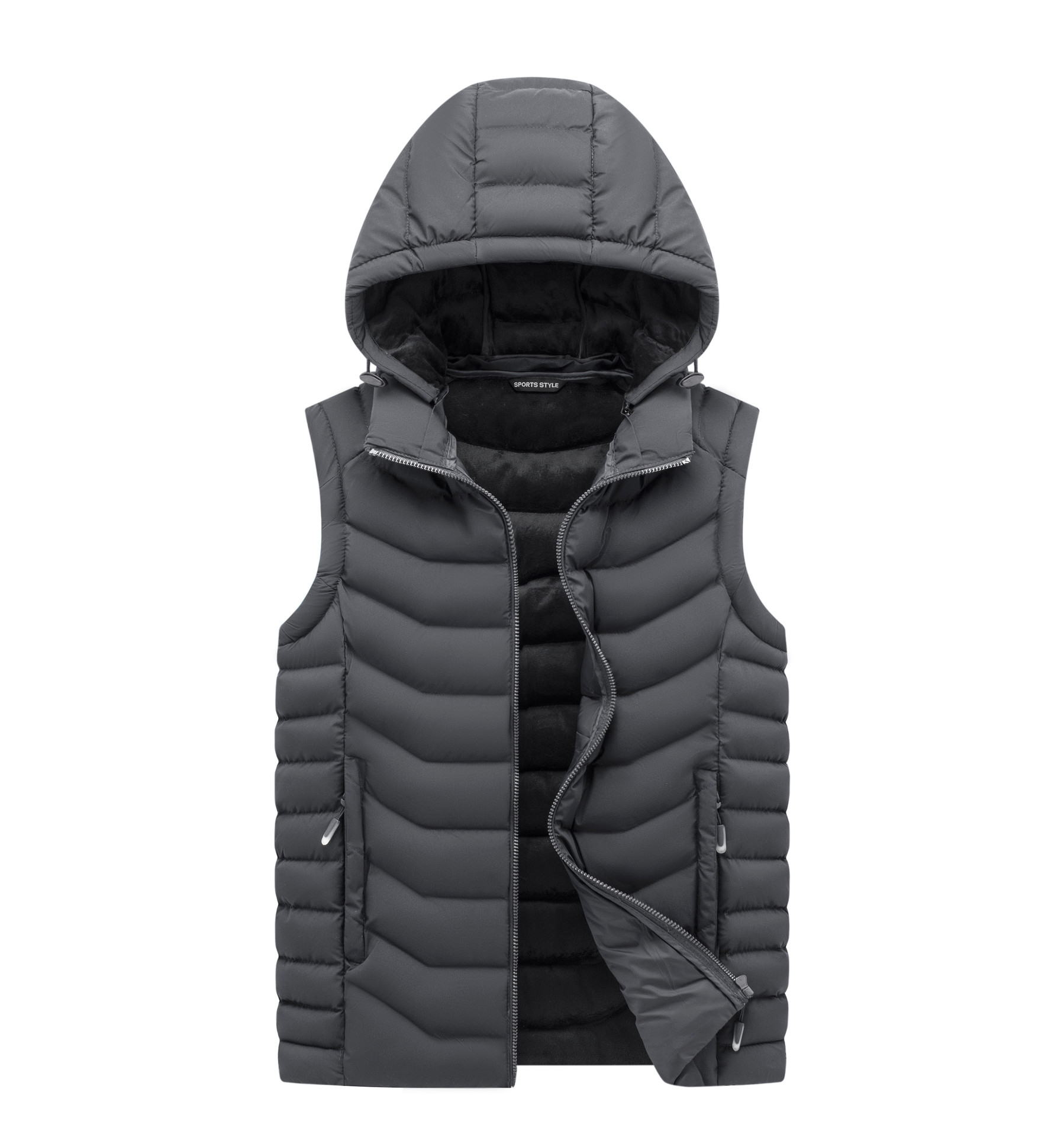 Venta caliente chaleco de algodón de comercio exterior transfronterizo de los hombres chaleco más tamaño otoño e invierno abrigo de los hombres con capucha chaleco forrado de lana logo