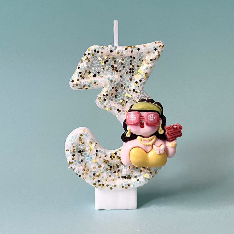 新款创意富婆酥油灯蛋糕装饰摆件数字蜡烛闺蜜生日派对氛围感|undefined
