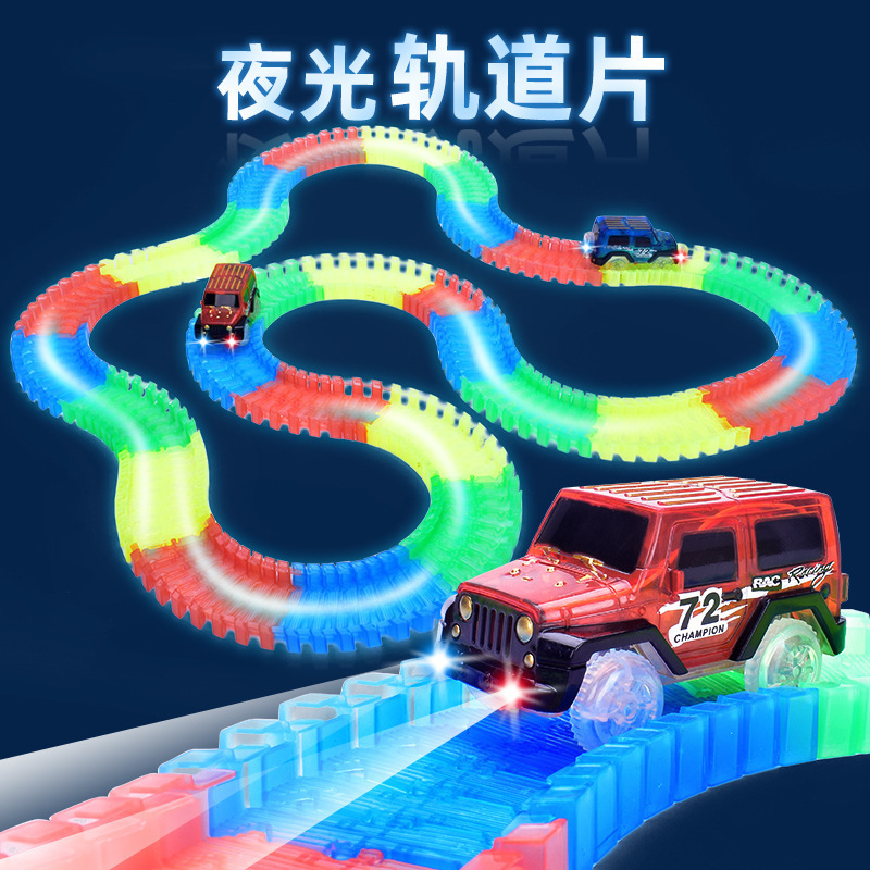 国境を越えたさまざまな発光トラック電気トラック車 DIY 教育組み立てマジックトラックビルディングブロックおもちゃ卸売|undefined