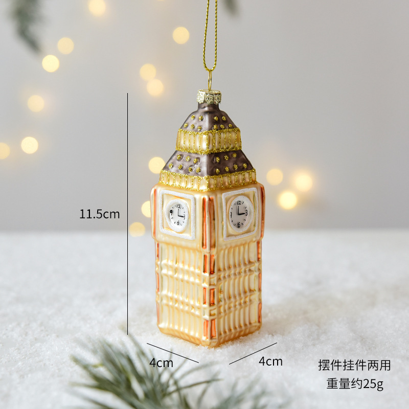 跨境新品圣诞装饰圣诞树挂件创意玻璃彩绘小吊饰挂件氛围场景布置|undefined