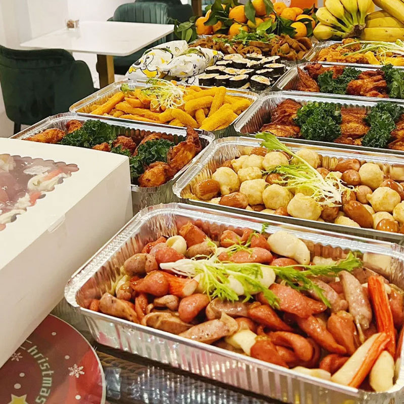 Cena especial caja de lata fiesta picnic camping plato de comida desechable grueso grande pastel de frutas plato de comida cocinada