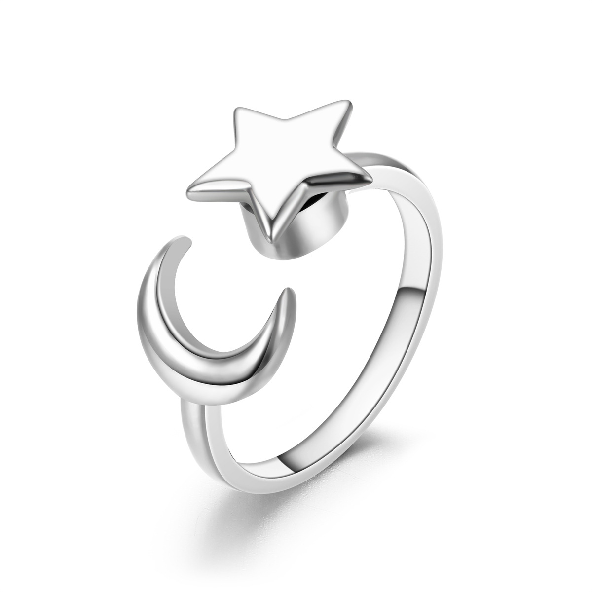 Lady Star Moon Stainless Steel Plating Open Ring 1 Piece