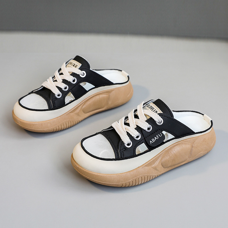 Zy5825 Nuevas pantuflas de malla para mujer, estilo veraniego, modernas e informales, transpirables, con suela gruesa y que aumentan la altura._voghion.com