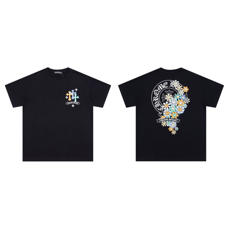 クローバーTシャツのクロスボーダーハイバージョン、ゆったりとしたトレンディなクローバークロスプリント、男女カップル同じスタイルの半袖|undefined